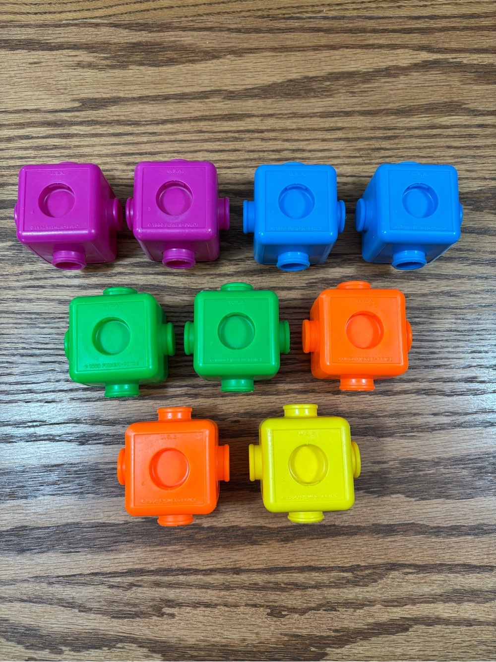 Vintage Fisher Price Interlocking Plastic Cube Blocks 1990 HTF Rare